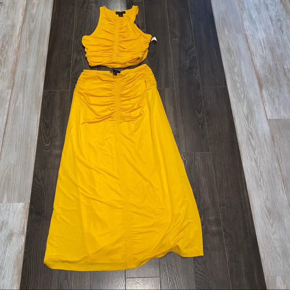 House of Harlow Ruched Crop Top & Maxi Skirt - 2 Piece Set, Size Small